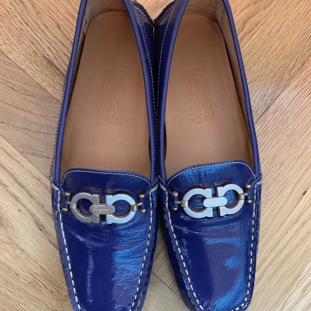 Salvatore Ferragamo indigo moccasins-like new
